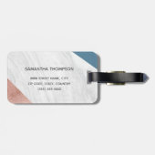 パーソナライズな大理石ののどのばら色の金ゴールドの青 ラゲッジタグ (裏面横)