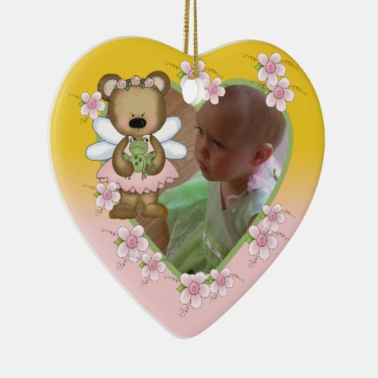 パーソナライズな天使くまの写真のオーナメント セラミックオーナメント (右)