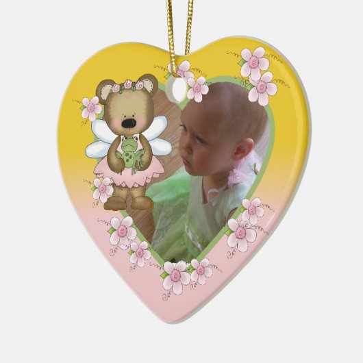 パーソナライズな天使くまの写真のオーナメント セラミックオーナメント (左)