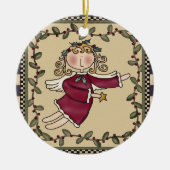 パーソナライズな天使のクリスマスのオーナメント セラミックオーナメント (正面)