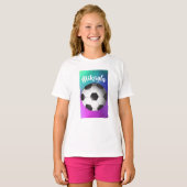 パーソナライズな女の子のサッカーのティー Tシャツ (正面フル)