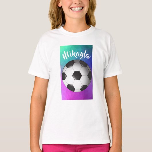 パーソナライズな女の子のサッカーのティー Tシャツ (正面)