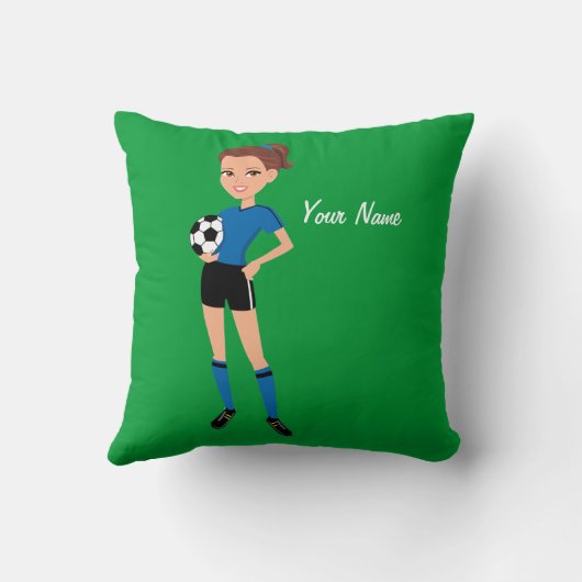 パーソナライズな女の子のサッカーの選手 クッション (裏面)
