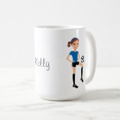 パーソナライズな女の子のサッカーの選手 コーヒーマグカップ (正面右)