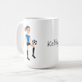 パーソナライズな女の子のサッカーの選手 コーヒーマグカップ (正面左)