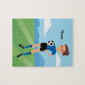 パーソナライズな女の子のサッカーの選手 ジグソーパズル (横)