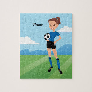 パーソナライズな女の子のサッカーの選手 ジグソーパズル