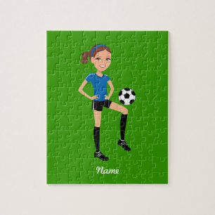 パーソナライズな女の子のサッカーの選手 ジグソーパズル