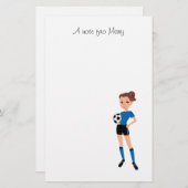 パーソナライズな女の子のサッカーの選手 便箋 (正面/裏面)