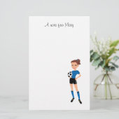パーソナライズな女の子のサッカーの選手 便箋 (スタンド正面)