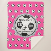 パーソナライズな女の子のプラシ天のサッカー毛布あなたの色 シェルパブランケット (正面)