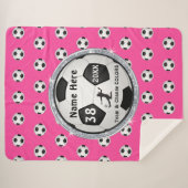 パーソナライズな女の子のプラシ天のサッカー毛布あなたの色 シェルパブランケット (正面(横))