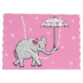 パーソナライズな女の子のベビーシャワー象のギフトバッグ ラージペーパーバッグ (裏面)