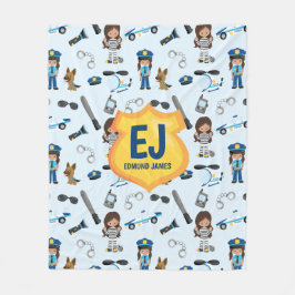 パーソナライズな女の子の警察は名前に記章を付けます フリースブランケット