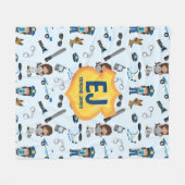 パーソナライズな女の子の警察は名前に記章を付けます フリースブランケット (正面(横))