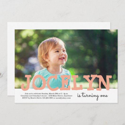 パーソナライズな女の子または男の子の写真の誕生日の招待状 招待状 (正面/裏面)