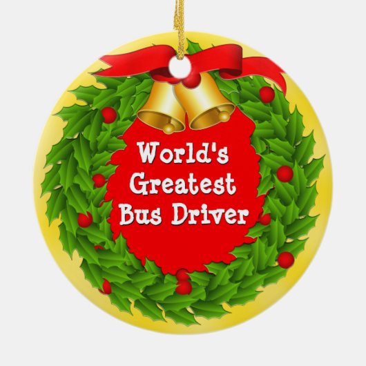 パーソナライズな女性バス運転手のクリスマスのギフトのアイディア セラミックオーナメント (裏面)