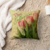 パーソナライズな姓のヴィンテージのチューリップの枕 クッション (ブランケット)