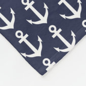 パーソナライズな姓の濃紺の航海のないかり フリースブランケット (角)