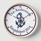 パーソナライズな姓航海のな海軍いかり 壁時計 (正面)