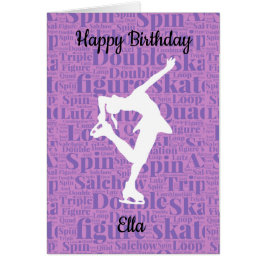 パーソナライズな姿のアイススケートのバースデー・カード