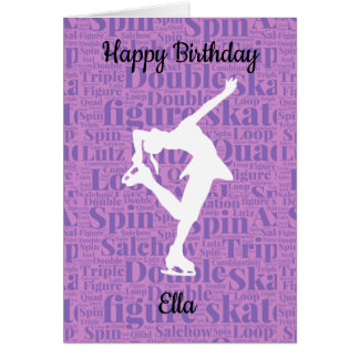 パーソナライズな姿のアイススケートのバースデー・カード