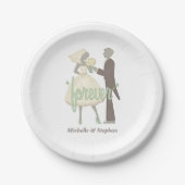 パーソナライズな婚礼の日の新郎新婦 ペーパープレート (正面)