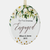 パーソナライズな婚約のクリスマスのオーナメント セラミックオーナメント (右)