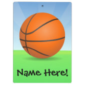パーソナライズな子供のスポーツのバスケットボールの晴れた日 クリップボード (裏面)