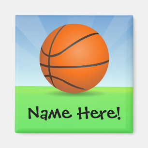 パーソナライズな子供のスポーツのバスケットボールの晴れた日 マグネット