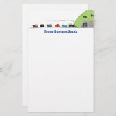 パーソナライズな子供の列車のテーマの文房具 便箋 (正面/裏面)