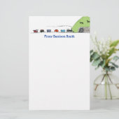 パーソナライズな子供の列車のテーマの文房具 便箋 (スタンド正面)