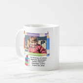 パーソナライズな子供の子供の学校の写真フレーム コーヒーマグカップ (正面左)