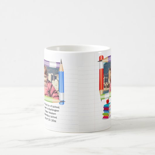 パーソナライズな子供の子供の学校の写真フレーム コーヒーマグカップ (中央)