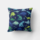 パーソナライズな子供の恐竜の青緑の水彩画 クッション (裏面)