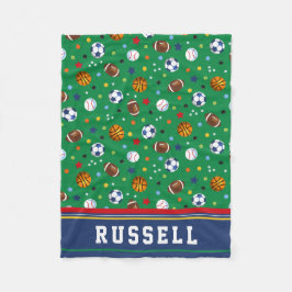 パーソナライズな子供の緑の数々のなスポーツのフリースの投球 フリースブランケット