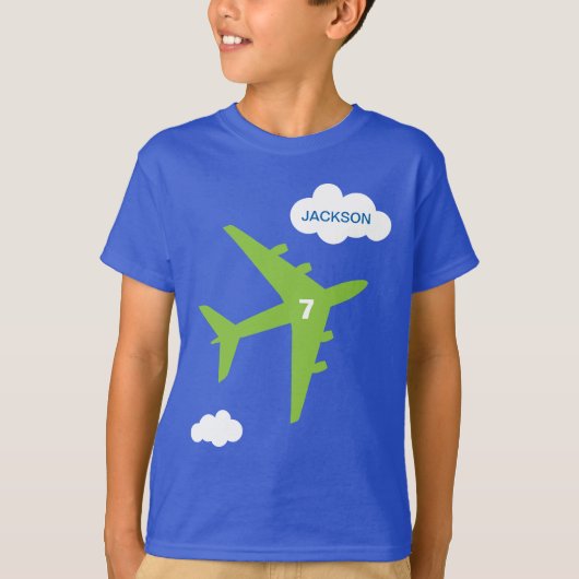 パーソナライズな子供の飛行機の誕生会のTシャツ Tシャツ (正面)