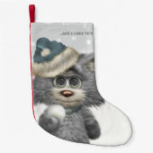 パーソナライズな子猫猫の冬の不思議の国 スモールクリスマスストッキング (正面)