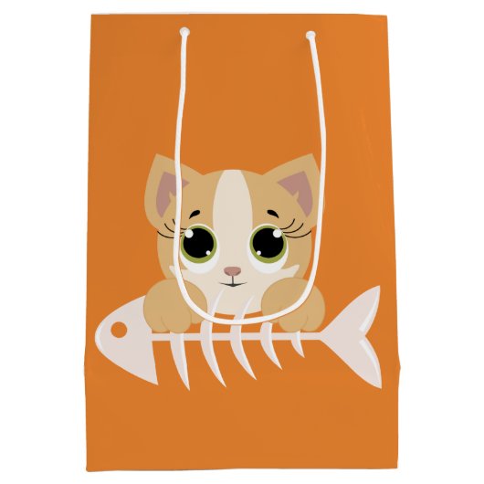 パーソナライズな子猫猫の誕生日のギフトバッグ ミディアムペーパーバッグ (裏面)