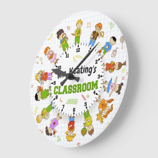 パーソナライズな学校教師の教室の等級のカスタム ラージ壁時計 (傾斜)