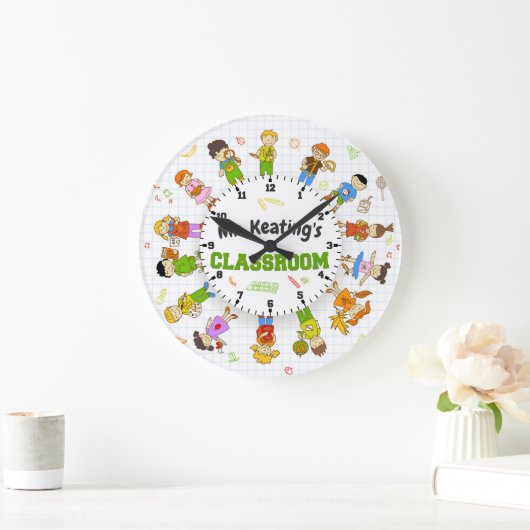 パーソナライズな学校教師の教室の等級のカスタム ラージ壁時計 (ホーム)