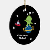 パーソナライズな宇宙の外国の男の子のオーナメント セラミックオーナメント (右)
