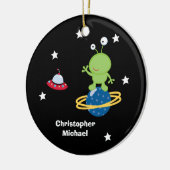 パーソナライズな宇宙の外国の男の子のオーナメント セラミックオーナメント (左)