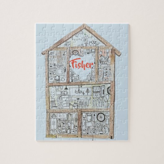 パーソナライズな家のハートのパズル ジグソーパズル (縦)