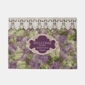 パーソナライズな家のヴィンテージのライラックnのレースの花柄 ドアマット (正面)