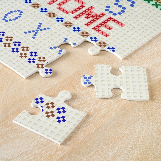 パーソナライズな家の甘い家の十字のステッチの家 ジグソーパズル (側面)