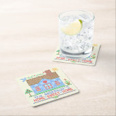 パーソナライズな家の甘い家の十字のステッチの家 スクエアペーパーコースター (インサイチュ)