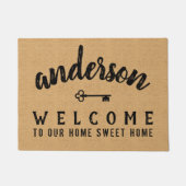 パーソナライズな家の菓子の歓迎のバーラップの農家 ドアマット (正面)