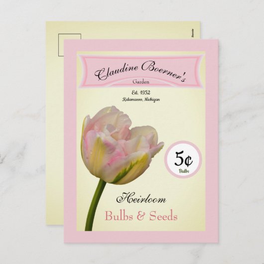 パーソナライズな家宝の球根及び種のチューリップの庭 シーズンポストカード (正面/裏面)