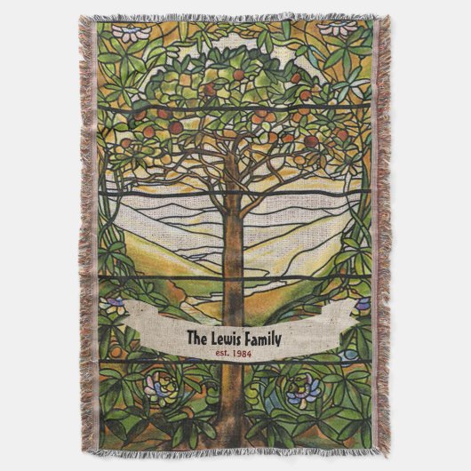 パーソナライズな家族のフルーツのような木 スローブランケット (正面縦)